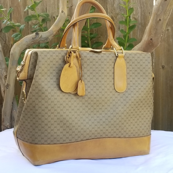 Vintage Gucci Overnight Weekender Travel Train case Boston bag - Picture 4 of 16